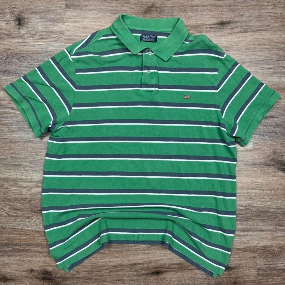 Vintage Polo Jeans Company Ralph Lauren Green Navy White Striped US Flag Shirt